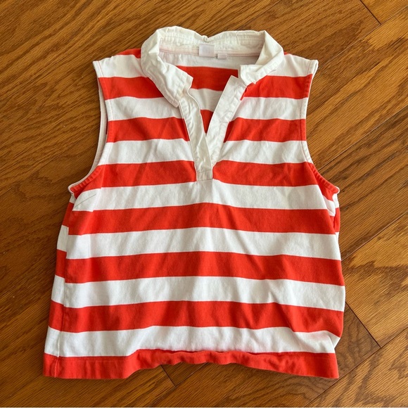 Gap orange and White Striped cropped Sleeveless polo Top small s - Picture 1 of 7